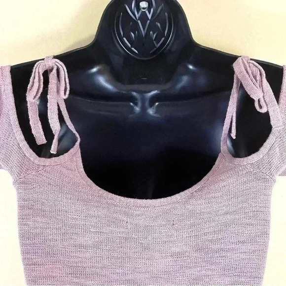 American Eagle Pink Heathered Cold Shoulder Fit And Flare Cropped Top Size XS - Picture 6 of 9
